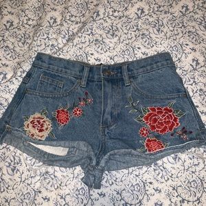 Floral Denim Shorts